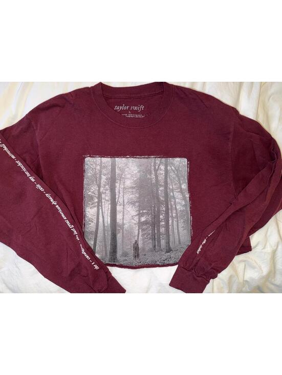 Taylor Swift Tops - Taylor Swift Folklore Cropped Long Sleeve T-Shirt